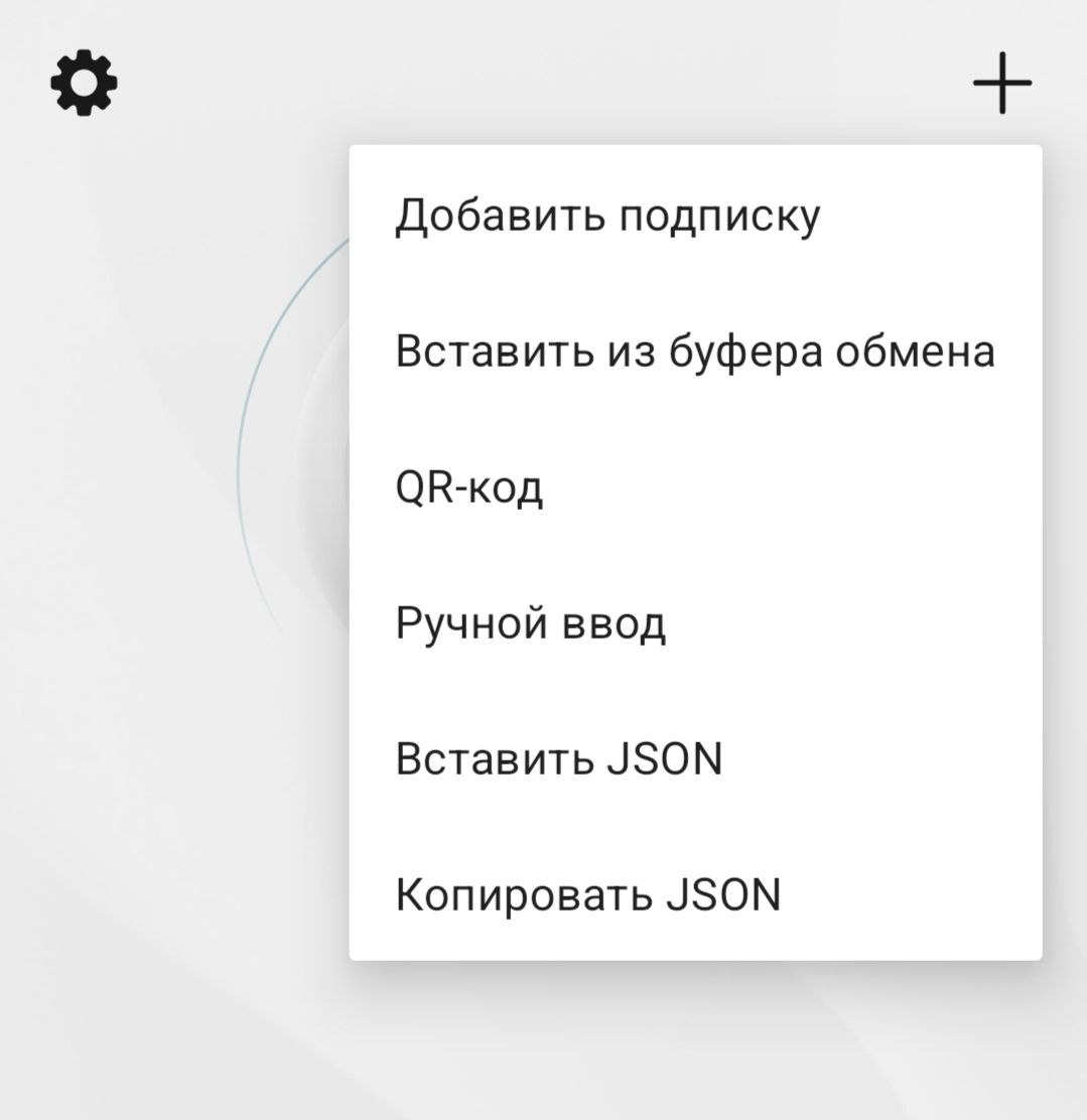 Выбор пункта Добавить из буфера в v2RayTun